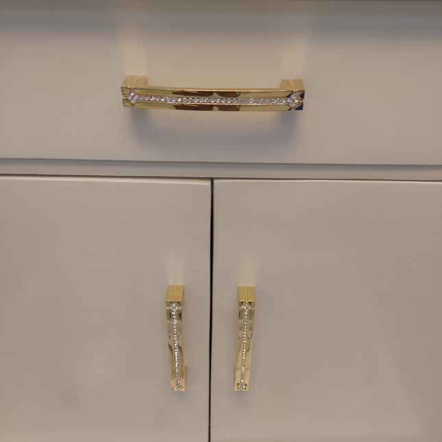 Poignée de meuble en laiton et cristal, style luxueux et moderne 