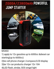 Загрузить изображение в средство просмотра галереи, car jump battery 20000mAh pack jump starter Diesel 4L battery car jump starter 2000A
