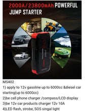 Lade das Bild in den Galerie-Viewer, car jump battery 20000mAh pack jump starter Diesel 4L battery car jump starter 2000A
