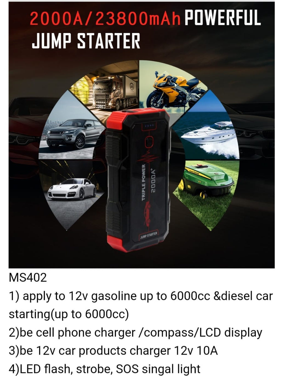 car jump battery 20000mAh pack jump starter Diesel 4L battery car jump ...