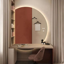 Load image into Gallery viewer, Apartment decorative moon shape wall espejo lighted bathroom mirror with defogger oversized round mirror
