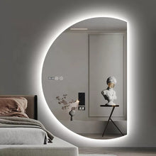 Загрузить изображение в средство просмотра галереи, Apartment decorative moon shape wall espejo lighted bathroom mirror with defogger oversized round mirror
