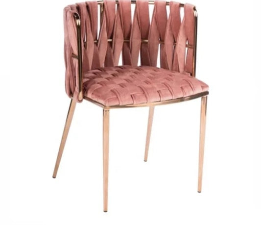 Pink Luxury Chair Velvet Dining Chair Restaurant Office or Villa Woven Rope Chair