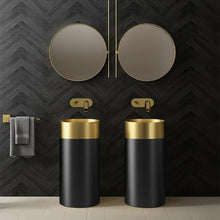 Cargar imagen en el visor de la galería, Modern Black and Gold edition Stainless Steel Free Standing Pedestal Wash Sink
