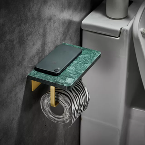 toilet paper holder with phone shelf