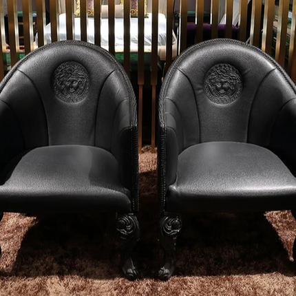 Living Room Black Leisure Leather Chair Solid Wood Legs Nubuck Leather