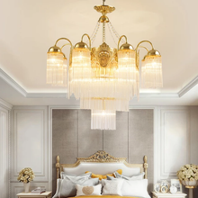 Load image into Gallery viewer, Dining Room Copper Pendant Lamp Led Crystal Brass Chandeliers
