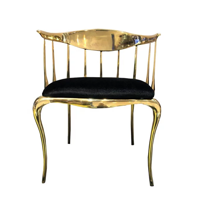 304 Stainless Steel Palace Chair Armrest With Upholstered Velvet Seat Electroplated Steel Accent Chair