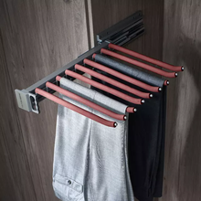Load image into Gallery viewer, Pull Out Closet Pants Hanger Bar Steel SIDE Mounted Trousers Rack Clothes Organizers with 9 Arms for Space Saving
