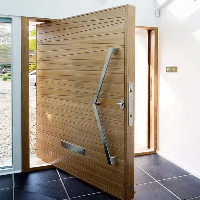Solid Wood Pivot Door Entry Door US Style Wooden Door