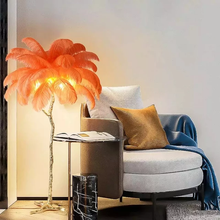 Cargar imagen en el visor de la galería, Modern minimalist ins living room decoration resin floor lamp bedroom light luxury atmosphere feather lamp
