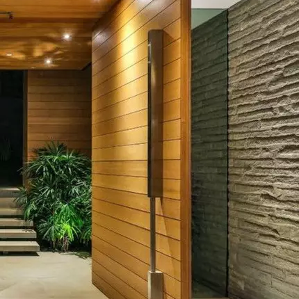 Courtyard Entrance doors Thailand Oak Solid Wood Pivot Main Door with long handle
