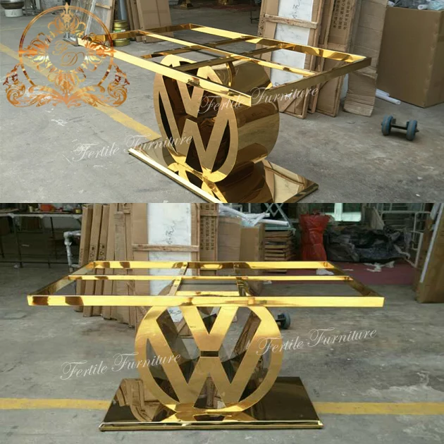 Bride and groom used glass top stainless steel rectangle tables for weddings dining