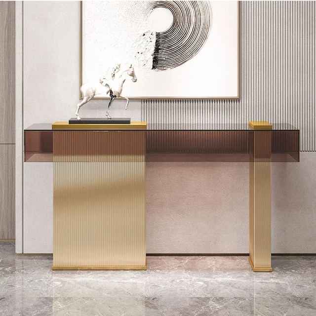 Modern Italian Brown Modern Acrylic Top Entrance table Luxury Corridor Entrance table