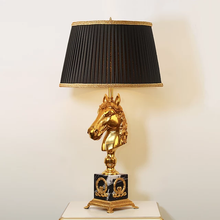 Lade das Bild in den Galerie-Viewer, crystal table lamp hand-made light in lost-wax with french style of classic light brass shade cloth lampshade
