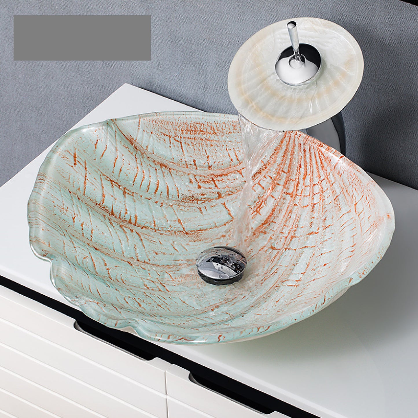 Modern Designs Customized Artificial Dining Room Special Cabinets Basins Sink Shell Bowl Shape Bathroom Italian Wash Basin with Faucet and Pop Up Drainer Included