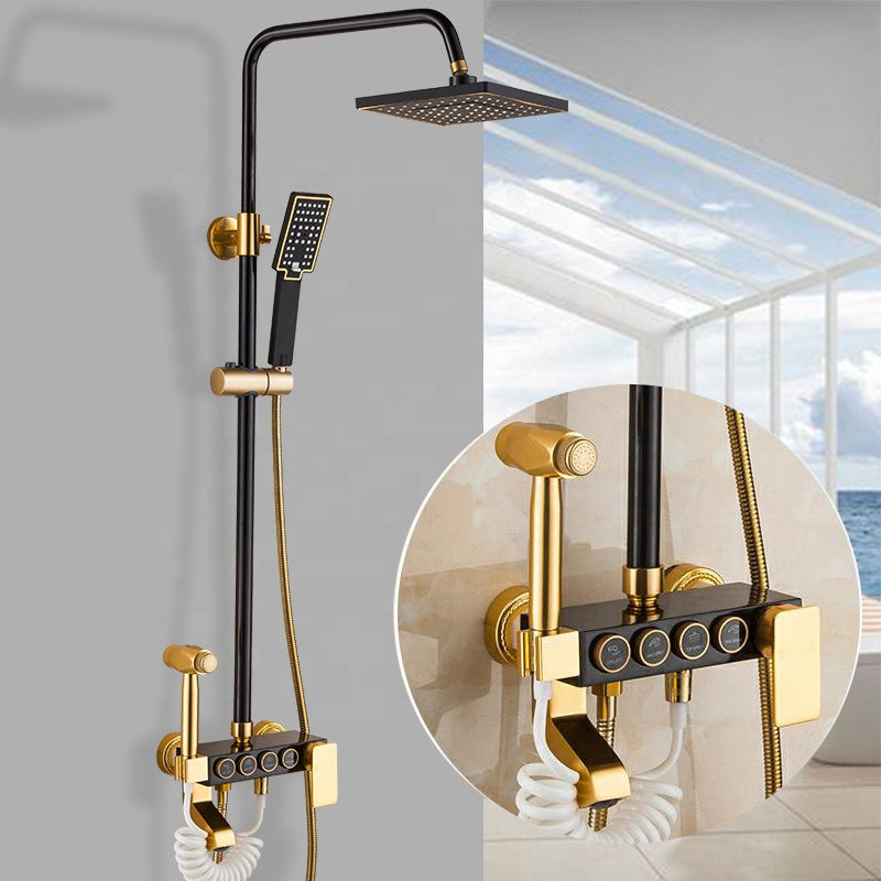 Rainfall Shower Head Square Set Matt Rain Shower Black Set Black Shower