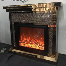 Load image into Gallery viewer, Crushed Diamond Mirrored Fireplace
