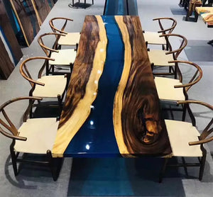 South-American walnut Wood +Metal Base Luxury Resin Table