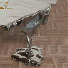 Lade das Bild in den Galerie-Viewer, Modern Mirror Finishing Water Wave Surface Stainless Steel Art Coffee Table Sculpture
