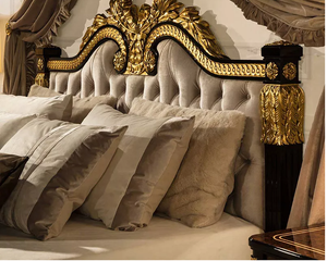 Modern european Italian French solid wood genuine leather bed Fashion Carved luxurious bed french bedroom furniture