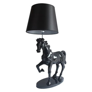 Black Horse Table Lamp Made of Resin