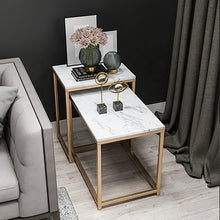 Cargar imagen en el visor de la galería, creative iron leg small tea table simple modern sofa side table light luxury corner marble side table
