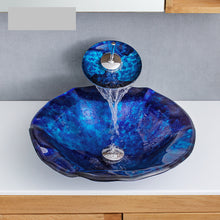 Cargar imagen en el visor de la galería, Cabinet Countertop Luxury Hand Wash Bathroom Glass Basin Unit Vessel Sink for Hotel with Faucet and Pop Up Drainer Included
