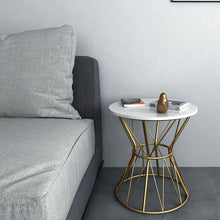 Cargar imagen en el visor de la galería, Modern Nordic Small Marble Round Metal Coffee Table Artificial Marble Round Side Table Living Room Coffee Table
