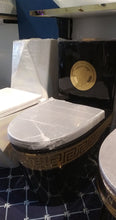 Lade das Bild in den Galerie-Viewer, Versace Black and Gold Luxury Toilet Bowl Ceramic Electroplating
