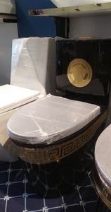 Versace Black and Gold Luxury Toilet Bowl Ceramic Electroplating
