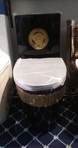Versace Black and Gold Luxury Toilet Bowl Ceramic Electroplating