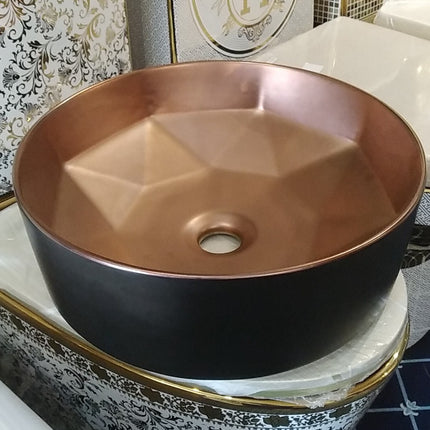 Matt Black Rose-Gold Inside Bathroom sanitary ware Counter Top Luxury Hand Wash Basin