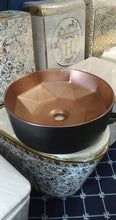 Charger l&#39;image dans la galerie, Matt Black Rose-Gold Inside Bathroom sanitary ware Counter Top Luxury Hand Wash Basin
