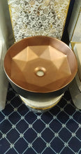 Cargar imagen en el visor de la galería, Matt Black Rose-Gold Inside Bathroom sanitary ware Counter Top Luxury Hand Wash Basin
