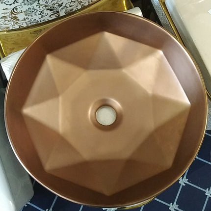 Matt Black Rose-Gold Inside Bathroom sanitary ware Counter Top Luxury Hand Wash Basin