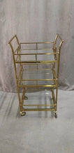 Load image into Gallery viewer, 3 Tier Classic Liquor Stainless Steel Gold Tea Service Trolley Hotel Room Push Cart
