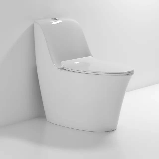 Luxury Sanitary Ware Floor Mounted Rimless Ceramic Nano Glaze One Piece Shower Toilet
