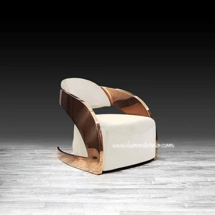 Luxuriöser Sessel aus roségoldenem Edelstahl und PU-Leder, Lounge-Sessel, Sofa für Zuhause und Hotel