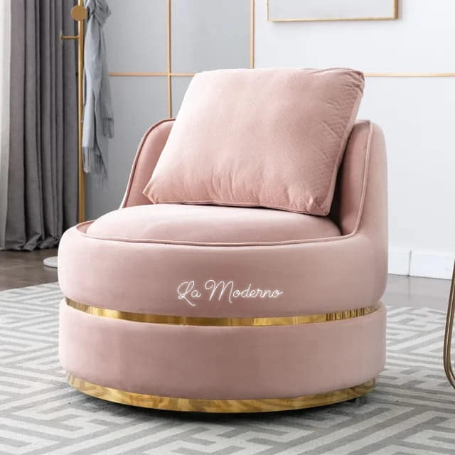 Fauteuil lounge pivotant en acier inoxydable doré pour la maison ou l'hôtel