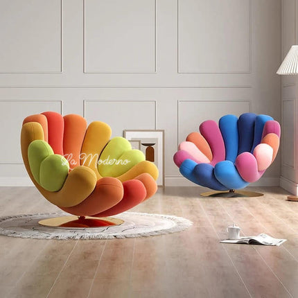 Italienisches Design, farbenfroher Hotel-Sofa-Sessel, moderner Samtbezug, Seeanemonen-Loungesessel