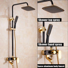 Cargar imagen en el visor de la galería, Rainfall Shower Head Square Set Matt Rain Shower Black Set Black Shower
