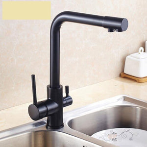 Brass Single Handle European Gold 3 Way Kitchen Faucet