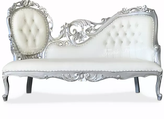Royal Wedding Decor Chaise Lounge Wooden Bride Groom Sofa