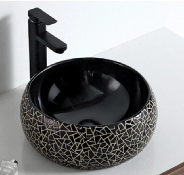 Black Porcelain Bathroom Accessories Wash Basin in Unique Eye Catching Design