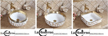 Cargar imagen en el visor de la galería, Ceramic Bathroom Accessories Wash Basin Gold White Round
