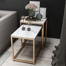 Charger l&#39;image dans la galerie, creative iron leg small tea table simple modern sofa side table light luxury corner marble side table
