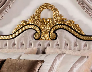 Modern european Italian French solid wood genuine leather bed Fashion Carved luxurious bed french bedroom furniture