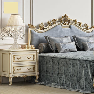 Classical style Bedroom Set 100%hand-carved wooden structure with velvet fabric upholstery