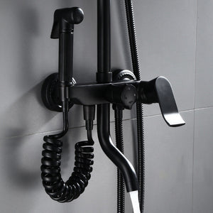 Head Square Set Matt Rain Shower Black Set